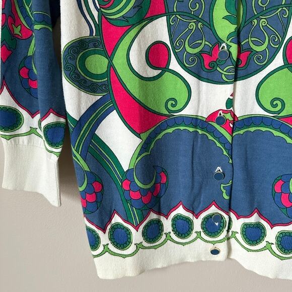 Talbots Cardigan Sweater Womens Petite Medium English Garden Abstract Floral - Picture 3 of 12